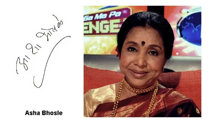 Asha-Bhosle autograph