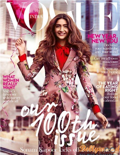 Sonam on 100 Vogue Magazine cover page