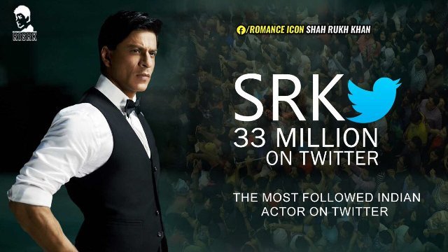 Shah Rukh Khan has 33 million on Twitter