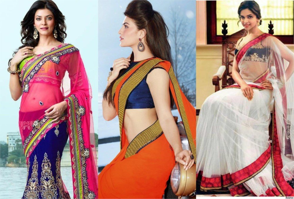 hot look of bollywood actresses in saree