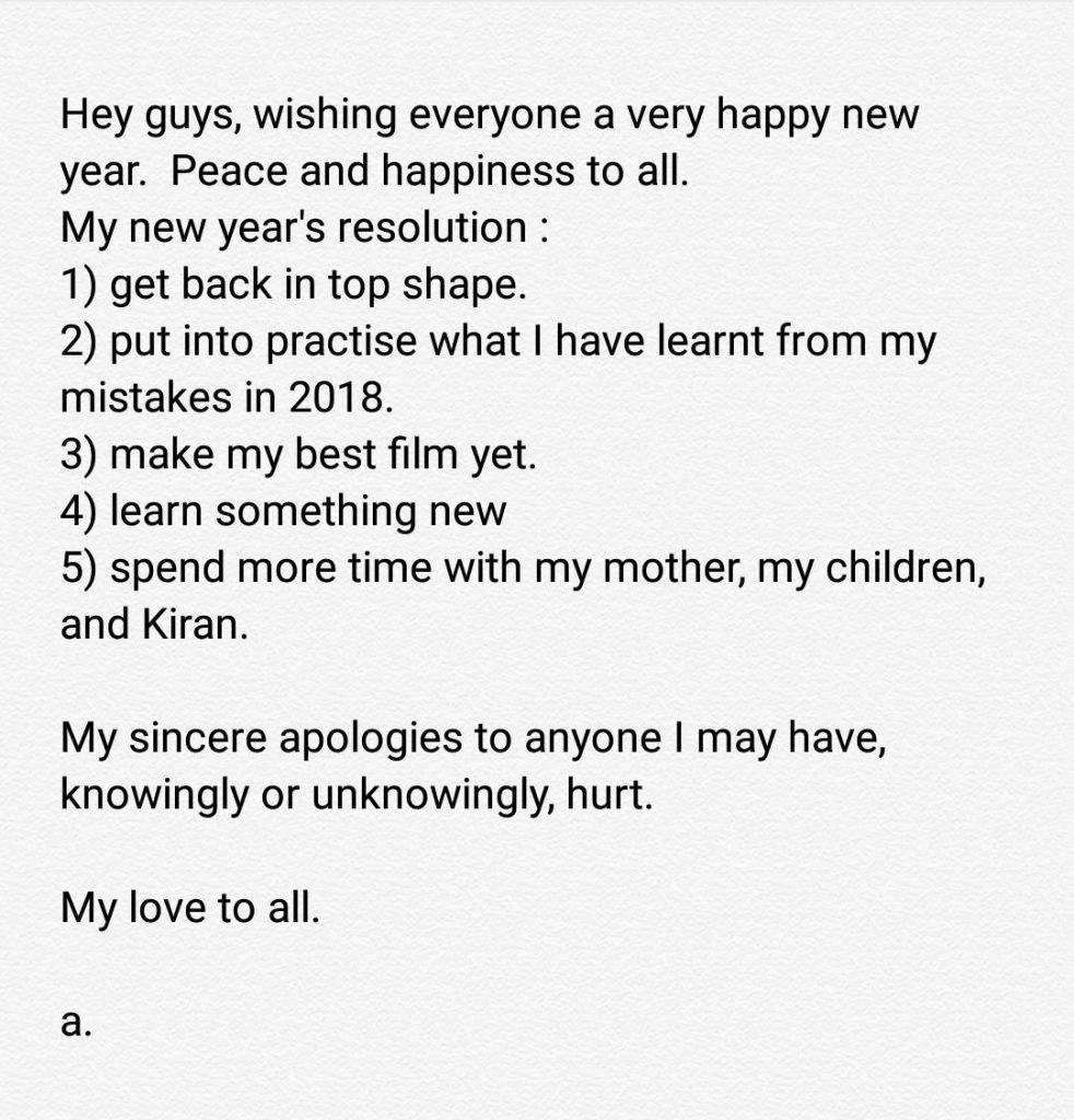 Aamir Khan New Year Resolutions